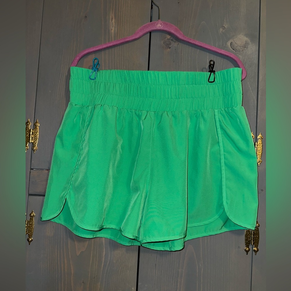 Pink Lily Green Athletic Shorts